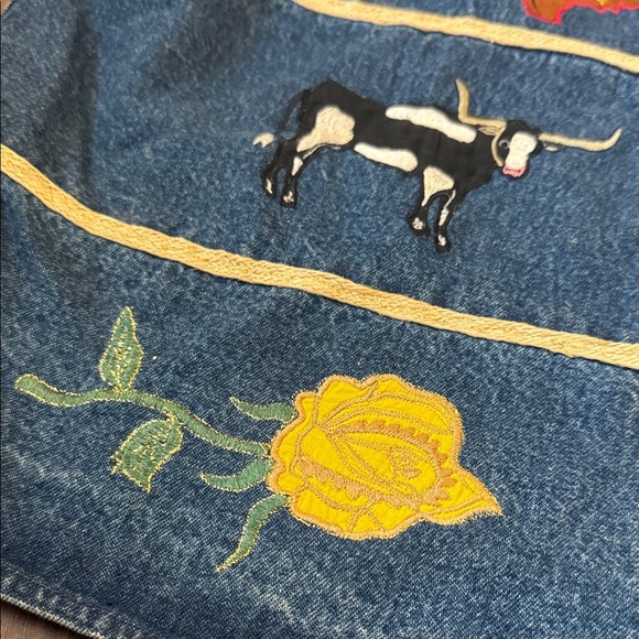 VINTAGE Texas RHYTHM BLUE WOMEN'S BLUE DENIM VEST XL - Picture 3 of 13